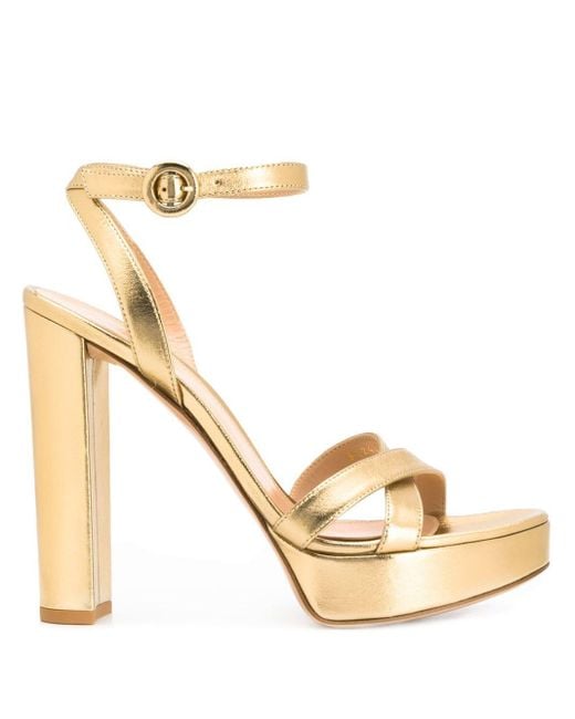 Gianvito Rossi Leather Chunky Heeled Sandals in Gold (Metallic) - Lyst