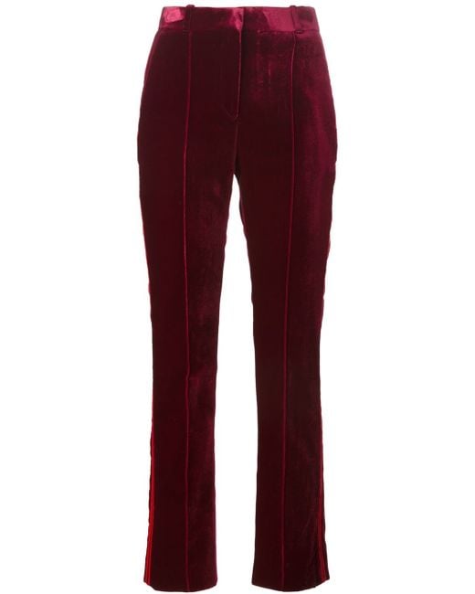 Givenchy High Waisted Velvet Trousers in Red | Lyst