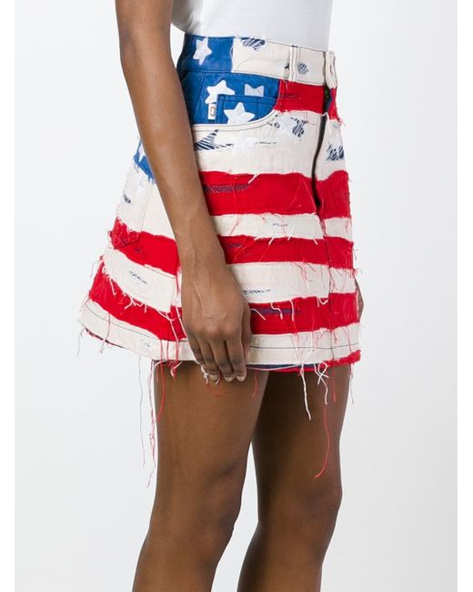 Marc jacobs American Flag Denim Mini Skirt in Red - Save 65% | Lyst