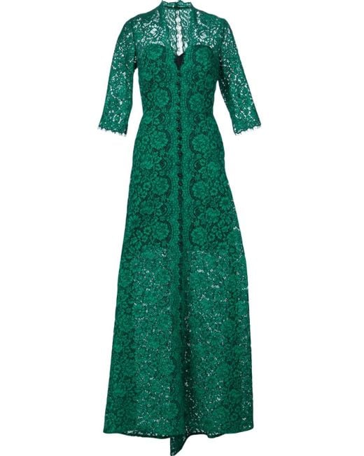 Carolina herrera Floral Lace Maxi Dress in Green (BLACK) | Lyst