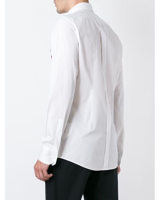 Dolce & gabbana Rose Appliqué Shirt in White for Men | Lyst