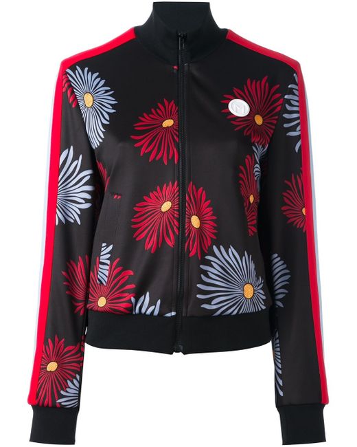 Msgm Daisy Print Bomber Jacket in Black | Lyst