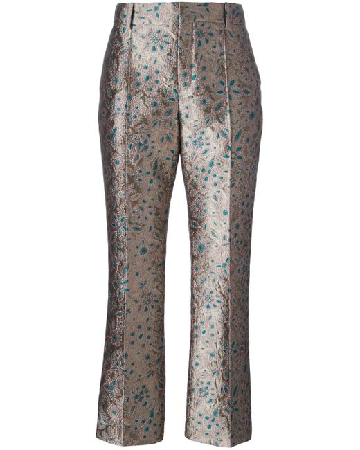 Lanvin Jacquard Brocade Trousers in Metallic | Lyst