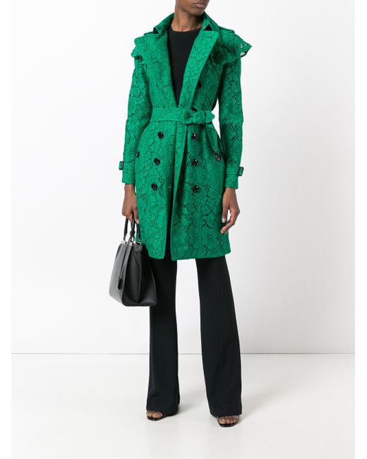Burberry English Lace Trench Coat In Blue Lyst Burberry London Kensington Double Ted Trench Coat