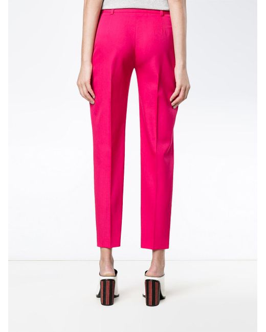 stella mccartney mid rise cropped trousers in pink lyst stella mccartney mid rise cropped trousers in pink lyst