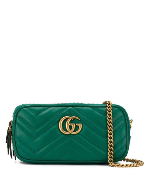 Gucci Leather GG Marmont Crossbody Bag in Green - Save 21% - Lyst