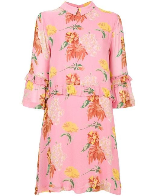 Ganni Floral Dress in Pink | Lyst