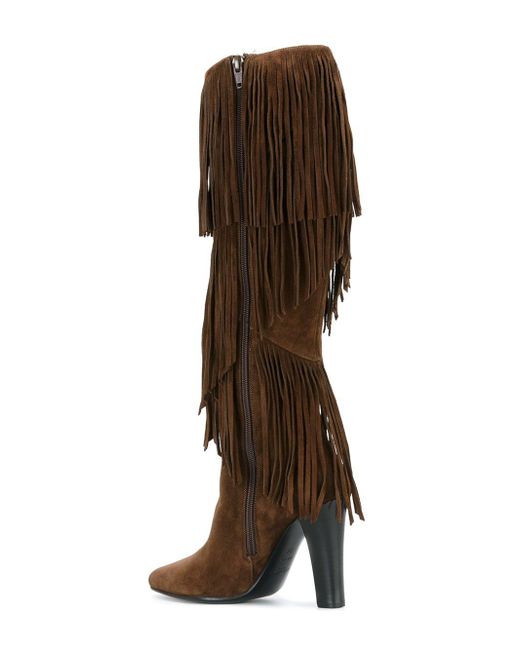 Lyst - Saint Laurent 'lily' Fringe Tall Boot - Save 77.1326164874552%
