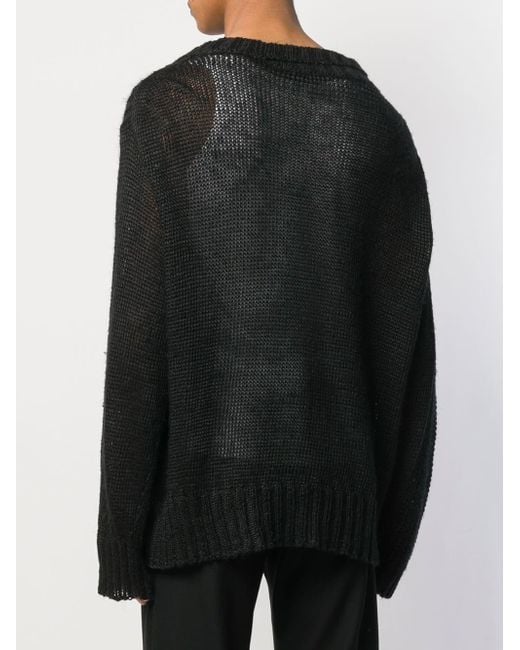 Lyst - Ann Demeulemeester Oversized Loose-knit Sweater in Black for Men