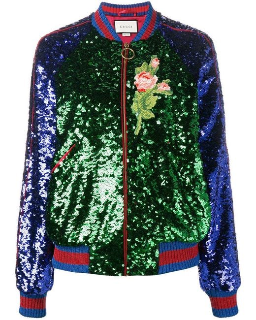 Lyst - Gucci Sequin Embellished Bomber Jacket