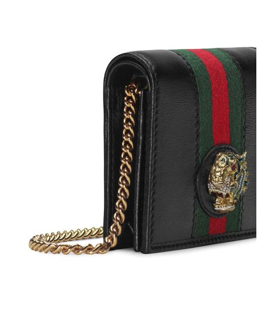 ladies rajah chain card case wallet in black