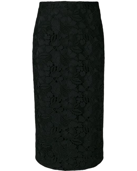 N°21 Straight Midi Skirt in Black | Lyst