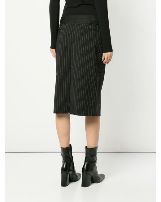 Lyst - we11done Straight Pinstripe Skirt in Black