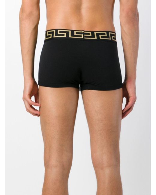 Lyst Versace 'greca' Fitted Boxer Shorts in Black for Men Save 31