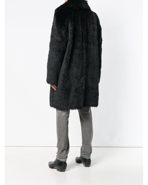 Saint Laurent Faux Fur Coat in Black for Men - Lyst