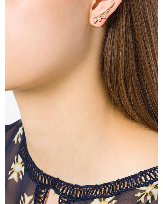 Eshvi Bow Shaped Earrings In Metallic Lyst Eshvi Metallic Bow Shaped Earrings Lyst