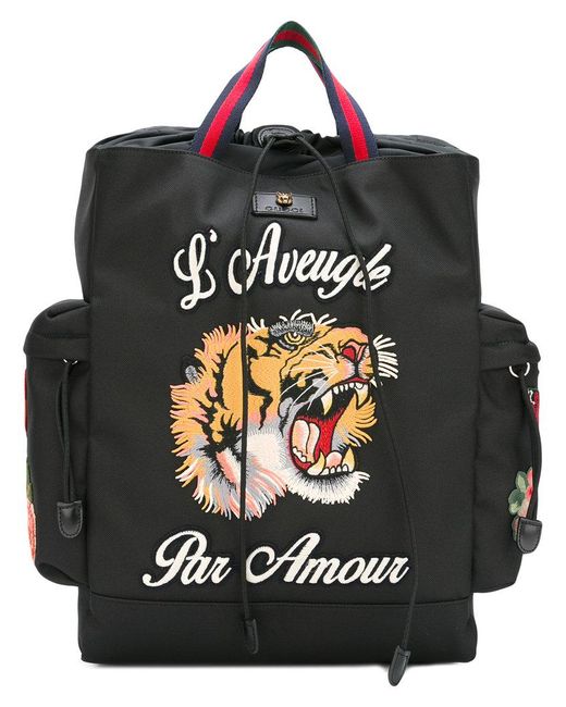 Gucci L'aveugle Par Amour Backpack in Black for Men - Lyst