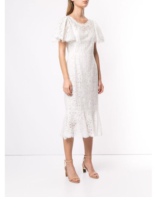 Dolce & Gabbana Lace Midi Dress in White - Lyst