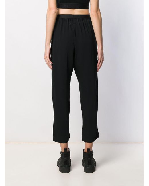 MM6 by Maison Martin Margiela Straight Cropped Trousers in Black - Lyst