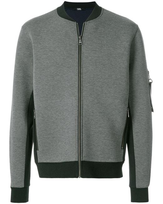 Karl Lagerfeld Neoprene Bomber Jacket in Gray for Men - Lyst