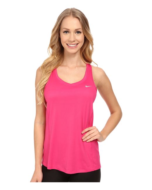 Nike Dri-fit™ Miler Tank Top in Pink (Vivid Pink) | Lyst