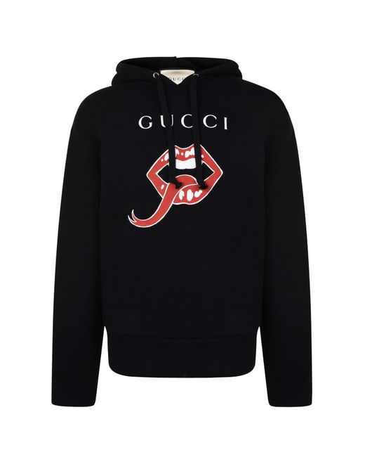 Lyst - Gucci Lips Hooded Sweatshirt in Black for Men - Save 8%