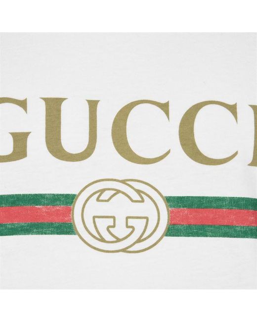 Gucci Fake Logo Long Sleeved T Shirt in White for Men - Save 29% - Lyst