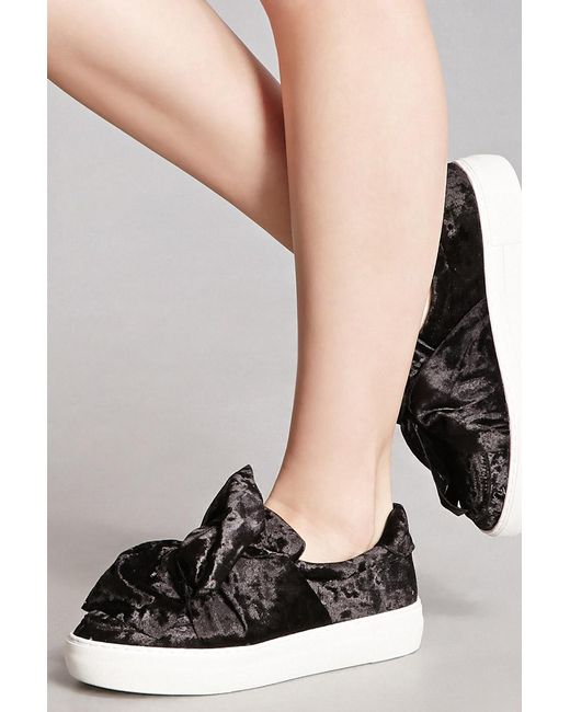 Forever 21 J Slides Velvet Slipon Shoes in Black Lyst