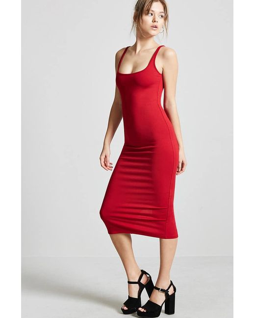 Red Bodycon Midi Dress