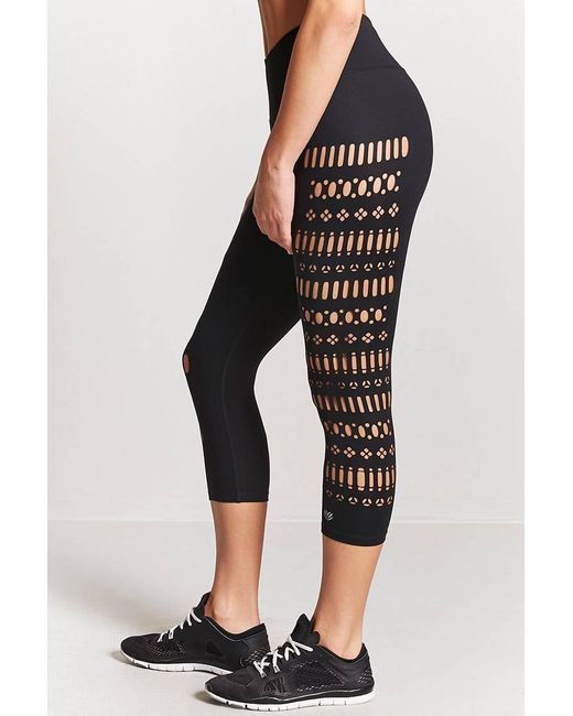 Lyst - Forever 21 Active Geo Cutout Capri Leggings in Black ... Forever 21 - Black Active Geo Cutout Capri Leggings - Lyst ...