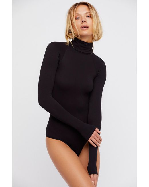 Download Lyst - Free People Seamless Polo Neck Bodysuit By Intimately in Black