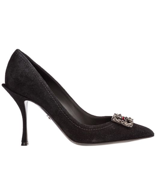 Dolce & Gabbana Women's Suede Pumps Court Shoes High Heel Lori in Nero ...