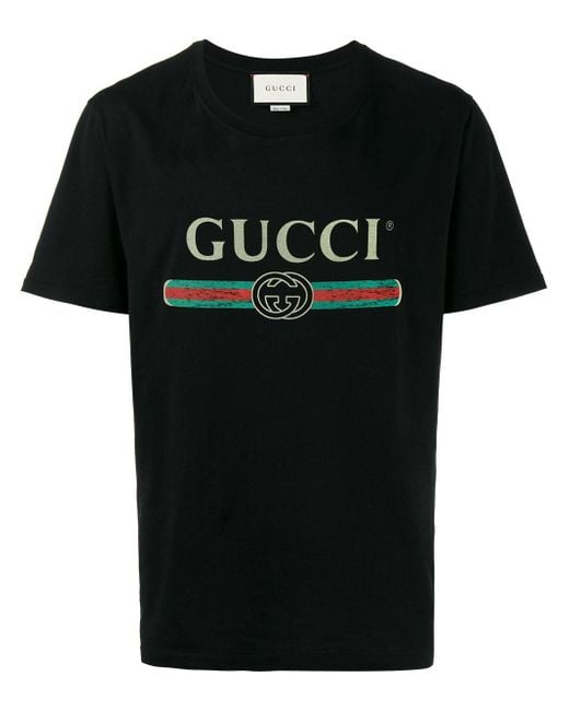 Gucci Logo Tshirt in Black for Men | Lyst