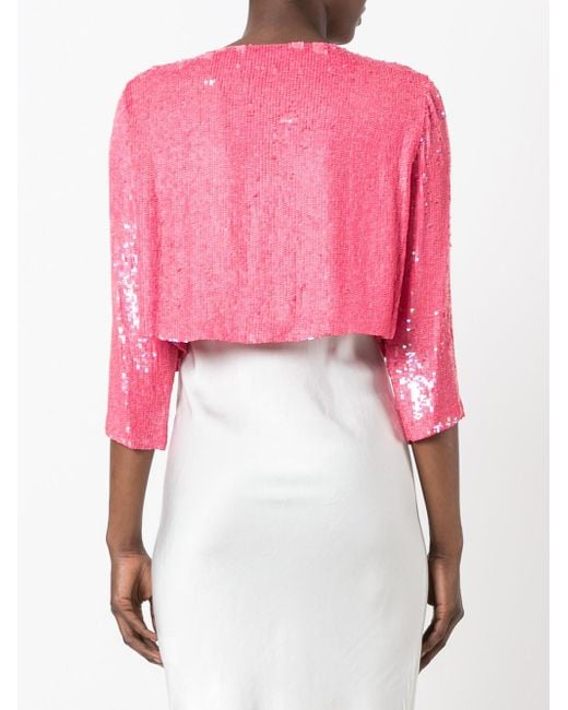 P.a.r.o.s.h. Cropped Sequin Cardigan in Pink - Save 14% | Lyst