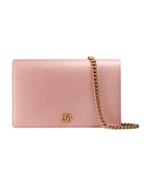 gucci petite marmont leather wallet on a chain