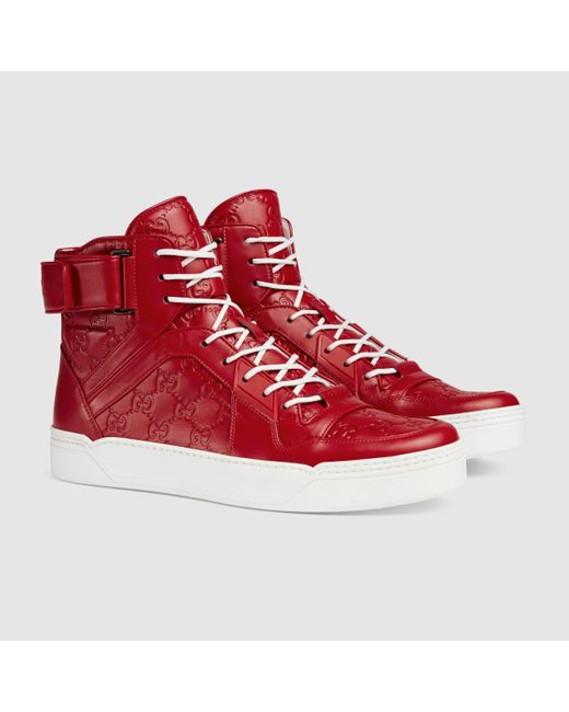 Gucci Signature High-top Sneaker in Red for Men | Lyst