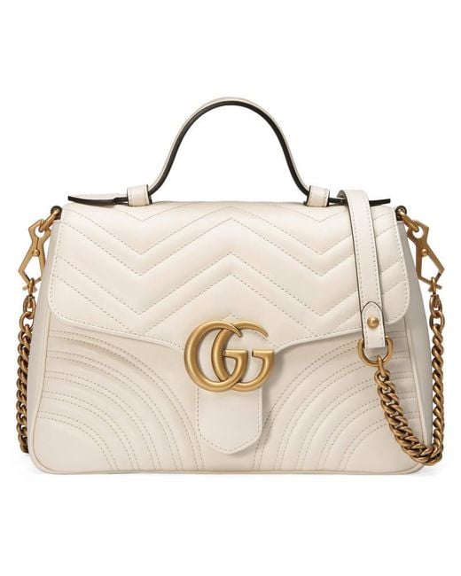 Lyst - Gucci Gg Marmont Matelassé Top Handle Bag in White