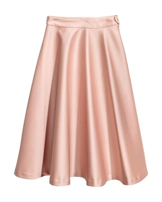 H&m Satin Skirt in Pink | Lyst