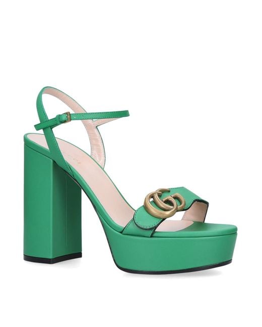 Gucci Marmont Platform Sandals 85 in Green - Lyst