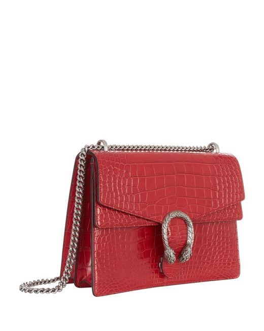 Gucci Dionysus Croc Shoulder Bag in Red | Lyst