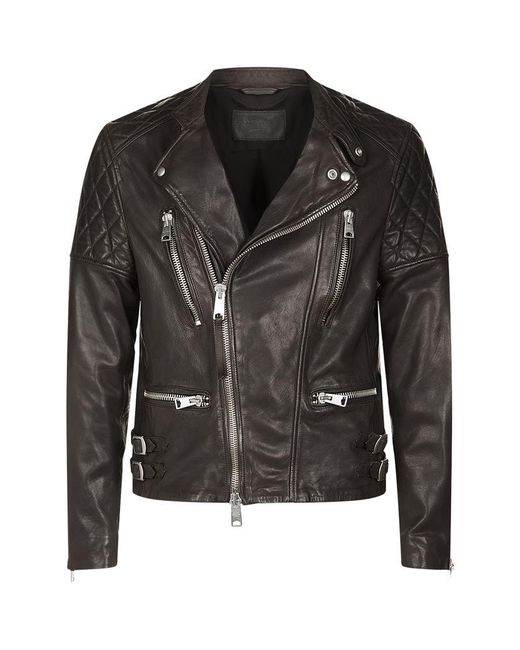 Allsaints Slade Leather Biker Jacket in Black for Men | Lyst