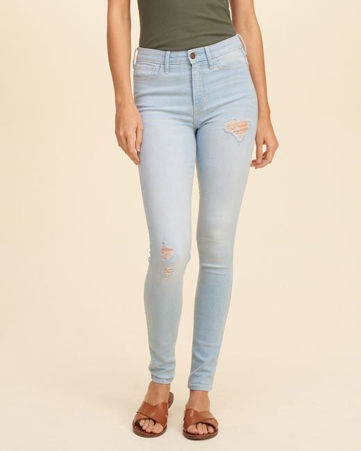 Hollister High Rise Super Skinny Jeans In Blue Lyst