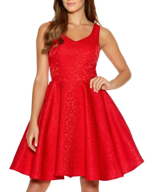 Quiz Red Jacquard Skater Dress in Red Save 22 Lyst
