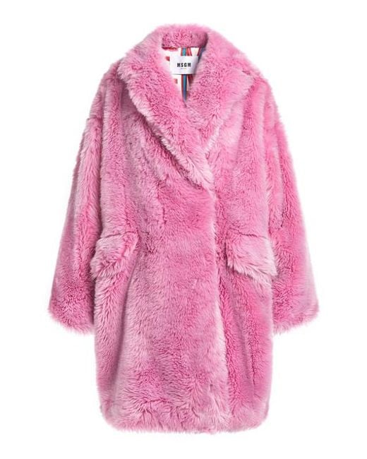 Msgm Coat Fur Faux Lyst Pink Oversized PwxqIrnBcP