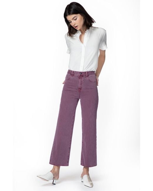 J Brand Denim Joan High Rise Crop Wide Leg Jeans In Purple Lyst