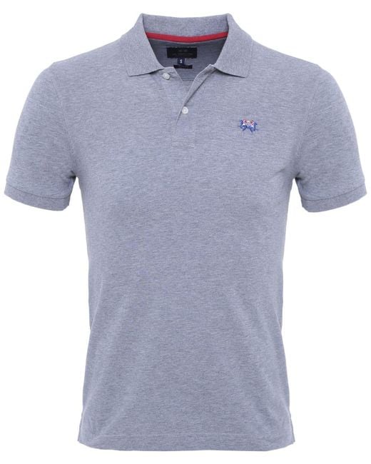 La martina Slim Fit Pique Polo Shirt in Blue for Men | Lyst
