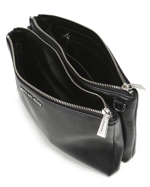 leather double zip crossbody bag