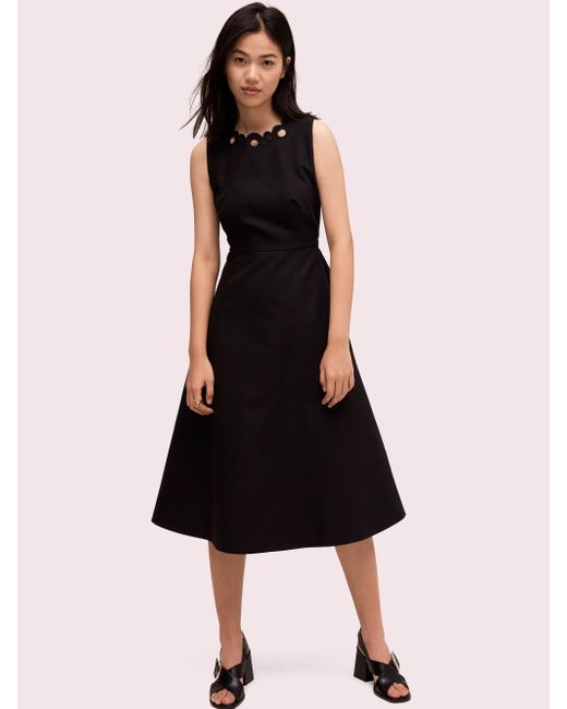 Kate Spade Scallop Cutout Midi Dress in Black - Lyst