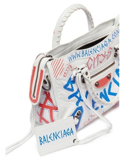 balenciaga city bag graffiti white