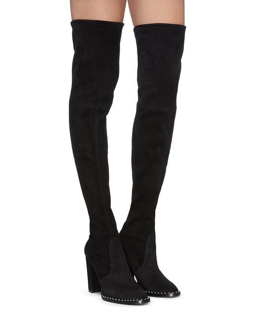 Stuart Weitzman 'winslet Pearl' Stretch Suede Thigh High Boots in Black ...
